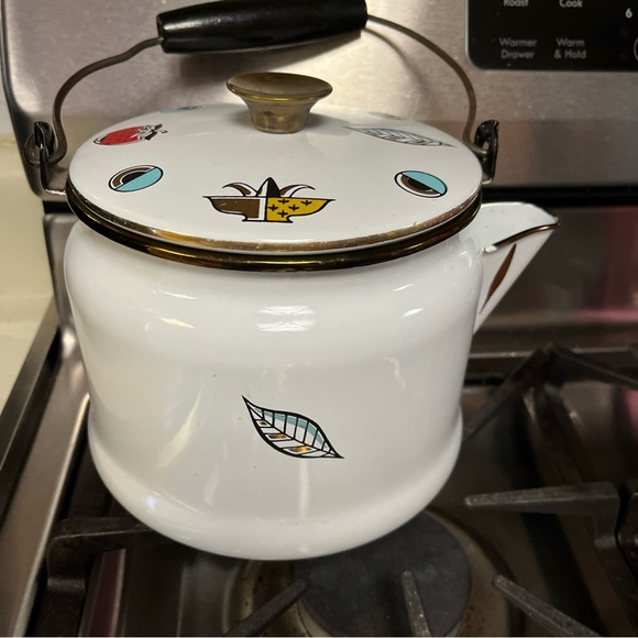 Vintage MCM Georges Briard Enamel Teapot Kettle Pineapple Ambrosia - Picture 4 of 6